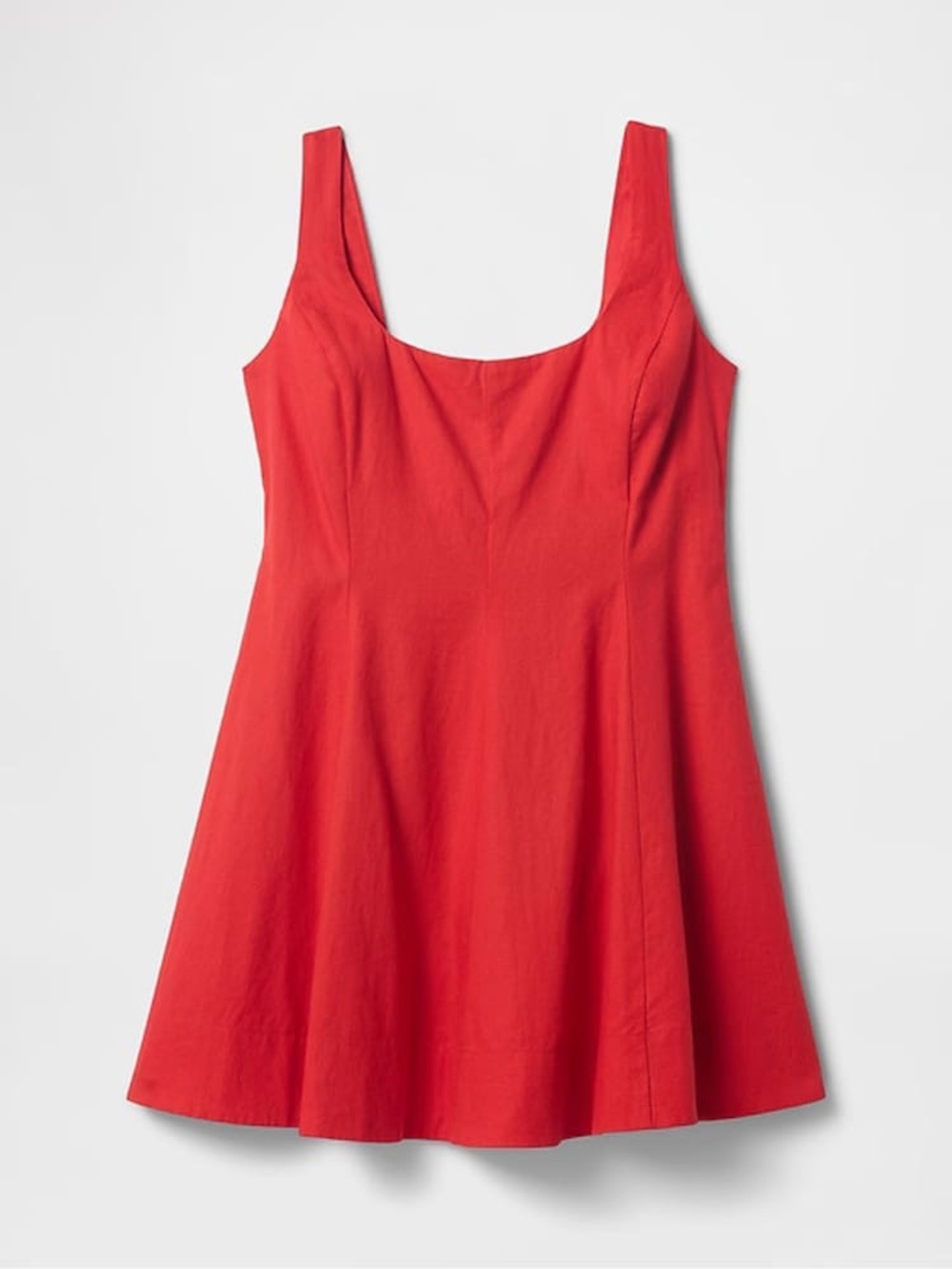 NWT GAP Red Heavyweight Square Neck Linen-Blend Mini Dress M Petite - Picture 3 of 7